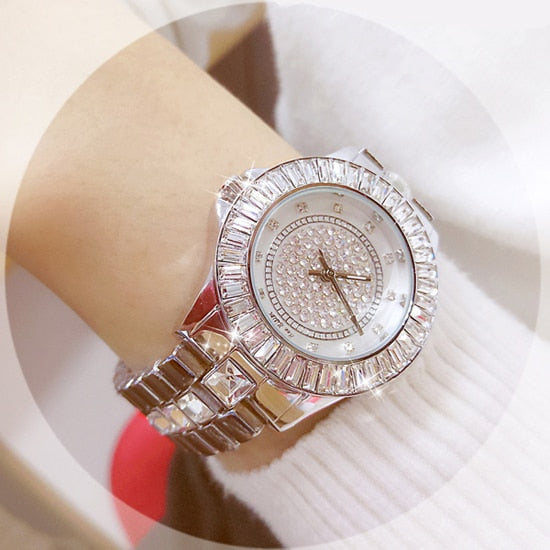 2020 Top Luxury Brand Diamond Women Watches Crystal Women Watch Gold Silver Stainless Steel Bling Wristwatch Women Montre Femme