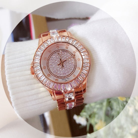 2020 Top Luxury Brand Diamond Women Watches Crystal Women Watch Gold Silver Stainless Steel Bling Wristwatch Women Montre Femme