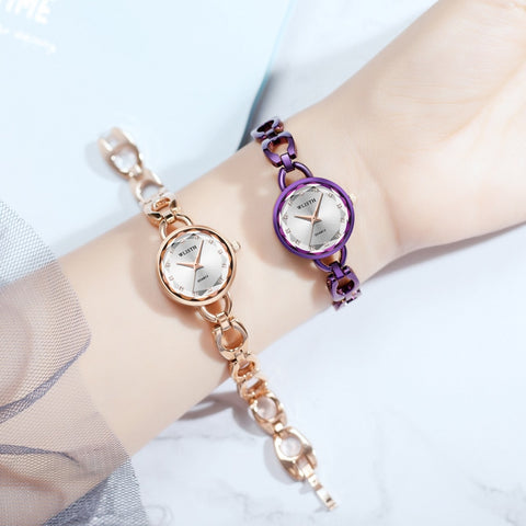 Women Watch Stainless Steel Women's Bracelet Watches Purple Small Waterproof Orologio Da Polso Viol Lady Wristwatch Montre Femme