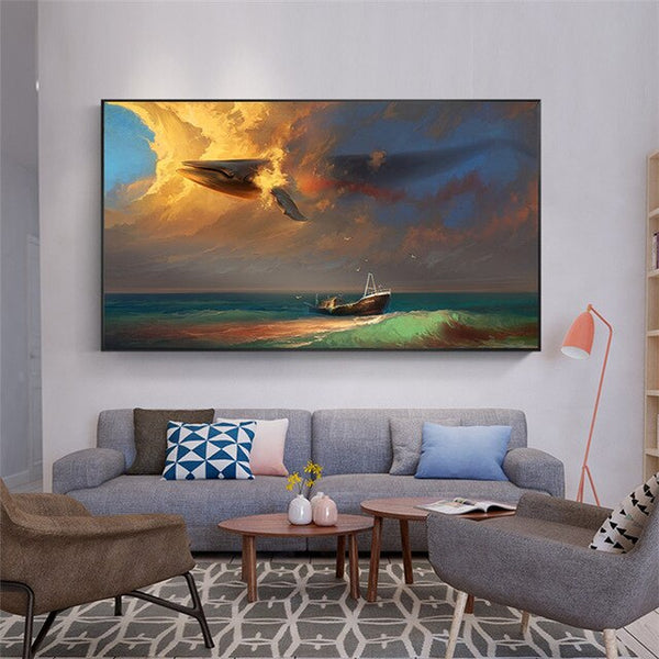 Sea Animal Fish Goldfish Dolphin Shark Poster Wall Pictures for Living Room Decoration Maison Canvas Painting Cuadros Decoracion