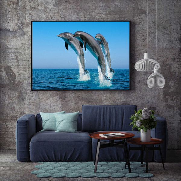 Sea Animal Fish Goldfish Dolphin Shark Poster Wall Pictures for Living Room Decoration Maison Canvas Painting Cuadros Decoracion