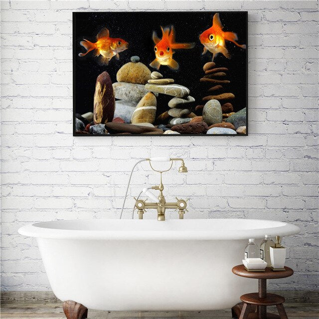 Sea Animal Fish Goldfish Dolphin Shark Poster Wall Pictures for Living Room Decoration Maison Canvas Painting Cuadros Decoracion